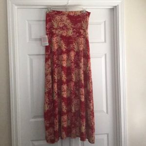 LuLa Roe maxi skirt M red/cream